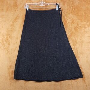 HVN Swimwear Womens XS Black Sparkly Cover Up Tie Waist Midi Flare Skirt